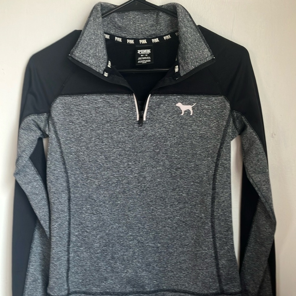 PINK Women's Gray and Black Quarter-Zip